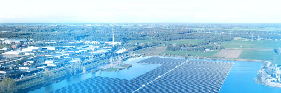 Floating solar systems, or “floating pv,” are a megatrend in the solar industry. The image shows a lighthouse project by BayWa r.e. in the Netherlands.